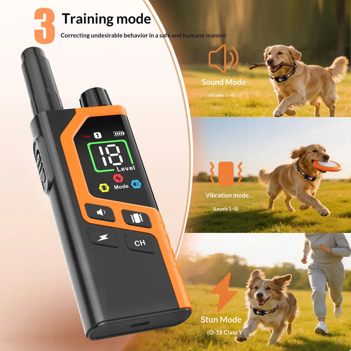 D710 Dog Training Collar 1000m Range Remote Control Anti Bark Electric Shock Vibration Collar for Pet Training - Orange - 5