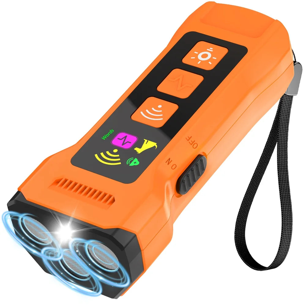 D900 3-Head Variable Frequency Ultrasonic Dog Repeller with LED Flashlight Anti Bark Pet Training Device - Orange - 1