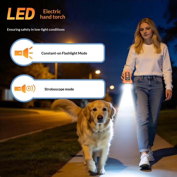 D900 3-Head Variable Frequency Ultrasonic Dog Repeller with LED Flashlight Anti Bark Pet Training Device - Orange - 4
