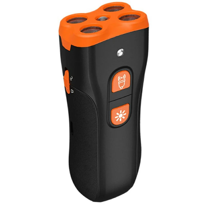H6 Handheld 4-Head Ultrasonic Dog Training Device Anti-Barking Deterrent Device with LED Flashlight - Orange Black - 1