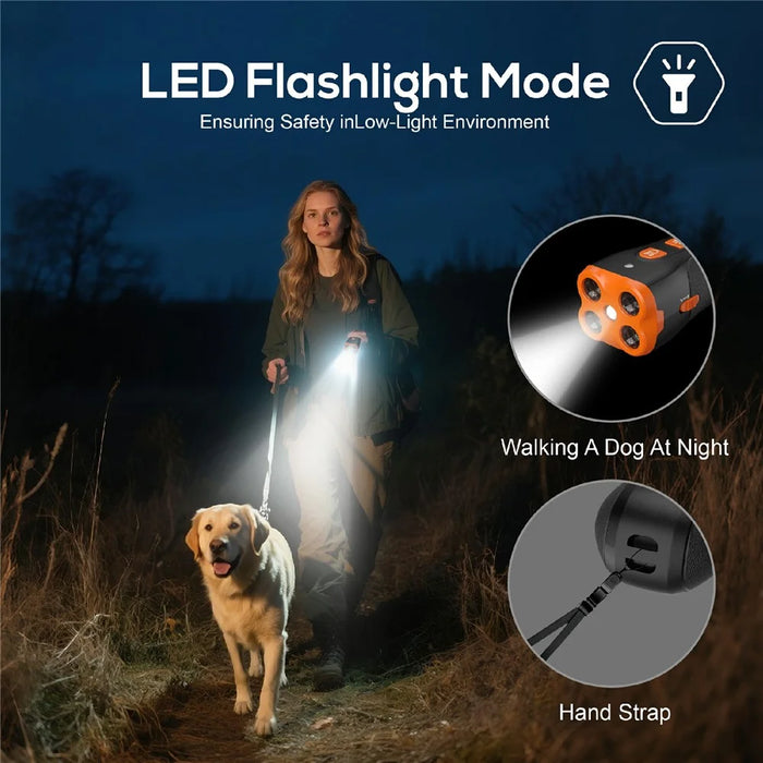 H6 Handheld 4-Head Ultrasonic Dog Training Device Anti-Barking Deterrent Device with LED Flashlight - Orange Black - 4