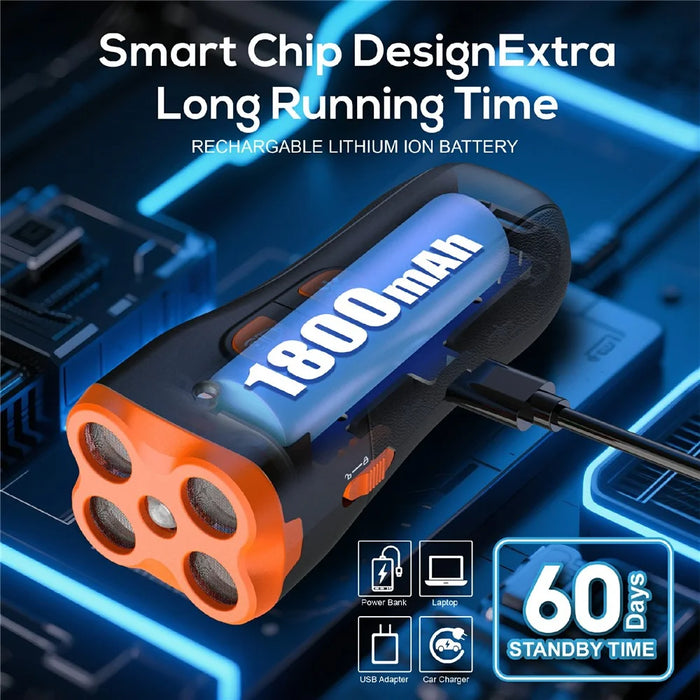 H6 Handheld 4-Head Ultrasonic Dog Training Device Anti-Barking Deterrent Device with LED Flashlight - Orange Black - 6
