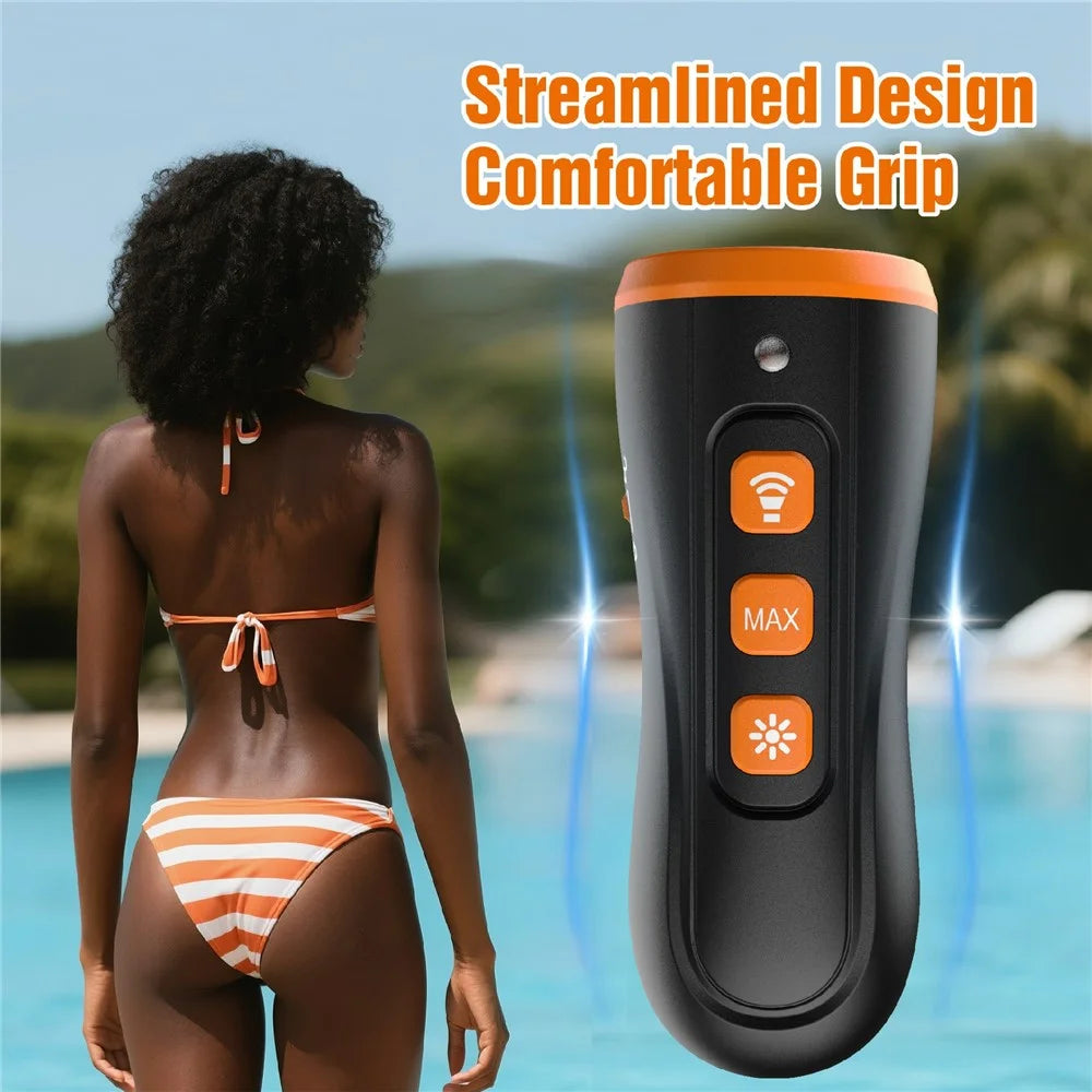 V7 Handheld Ultrasonic Dog Training Device 3 Ultrasonic Emitters Anti-Bark Stop Barking Control Device with LED Light - Orange Black - 3