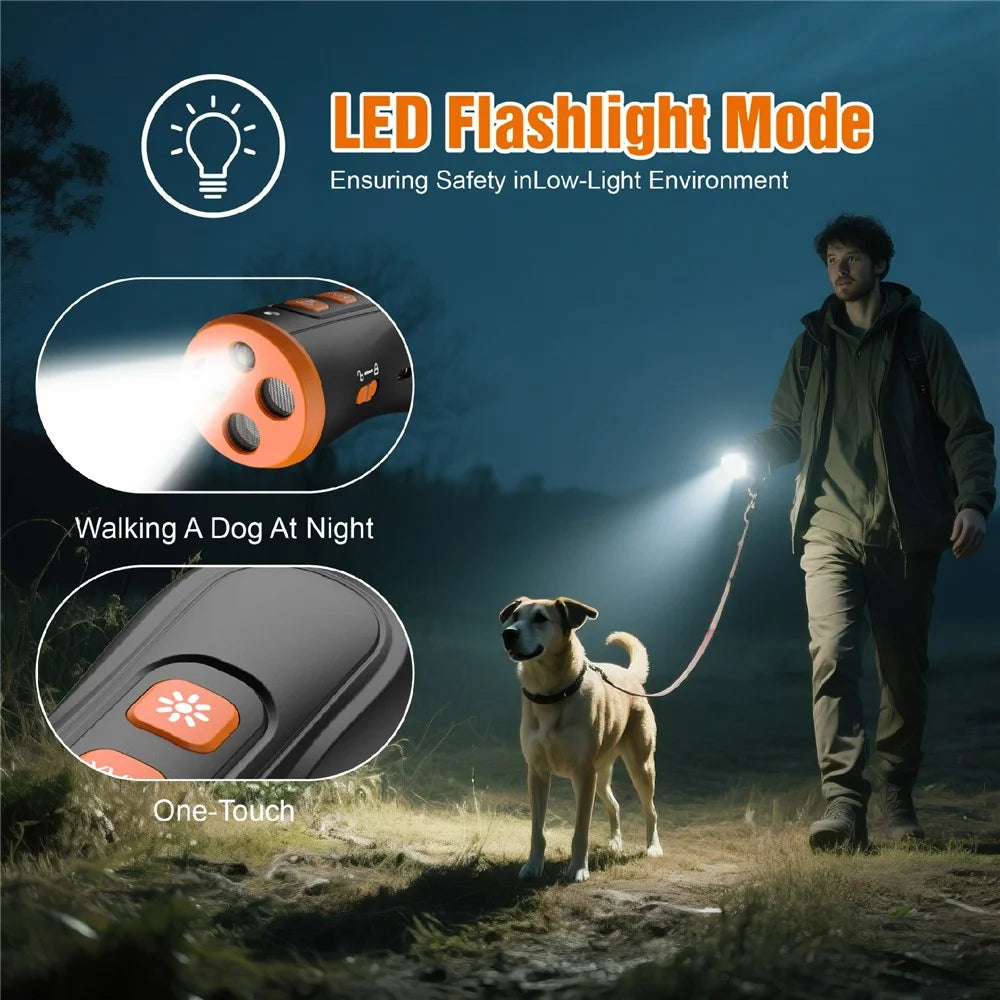 V7 Handheld Ultrasonic Dog Training Device 3 Ultrasonic Emitters Anti-Bark Stop Barking Control Device with LED Light - Orange Black - 7