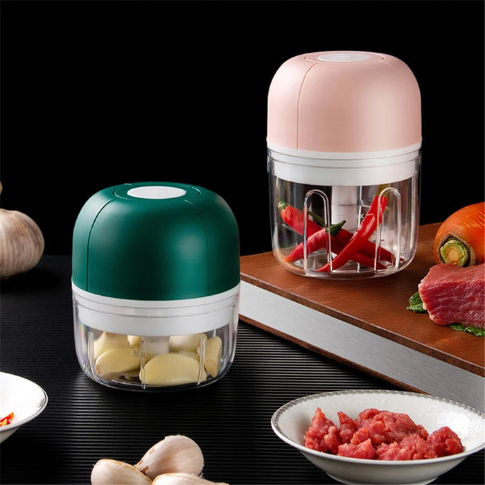 100ml Mini USB Charging Garlic Chopper Kitchen Vegetable Ginger Masher Crusher (BPA Free, without FDA Certificate) - Green - 2