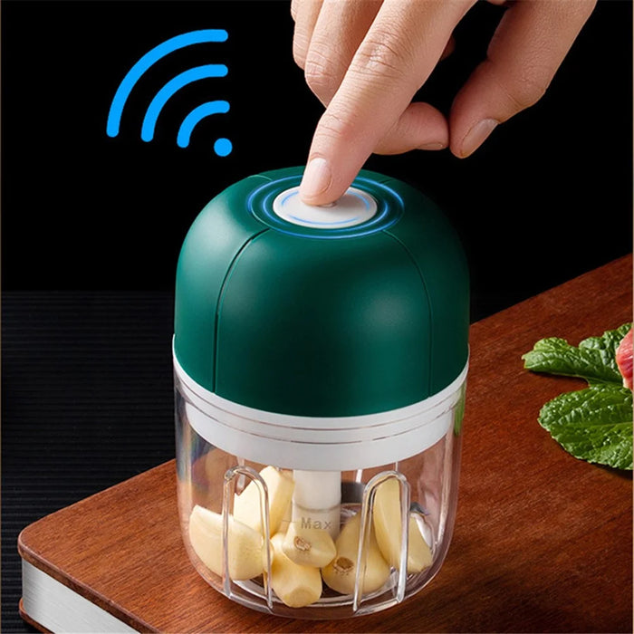 100ml Mini USB Charging Garlic Chopper Kitchen Vegetable Ginger Masher Crusher (BPA Free, without FDA Certificate) - Green - 3