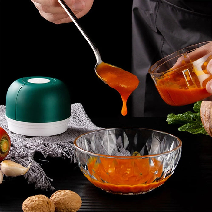 100ml Mini USB Charging Garlic Chopper Kitchen Vegetable Ginger Masher Crusher (BPA Free, without FDA Certificate) - Green - 5