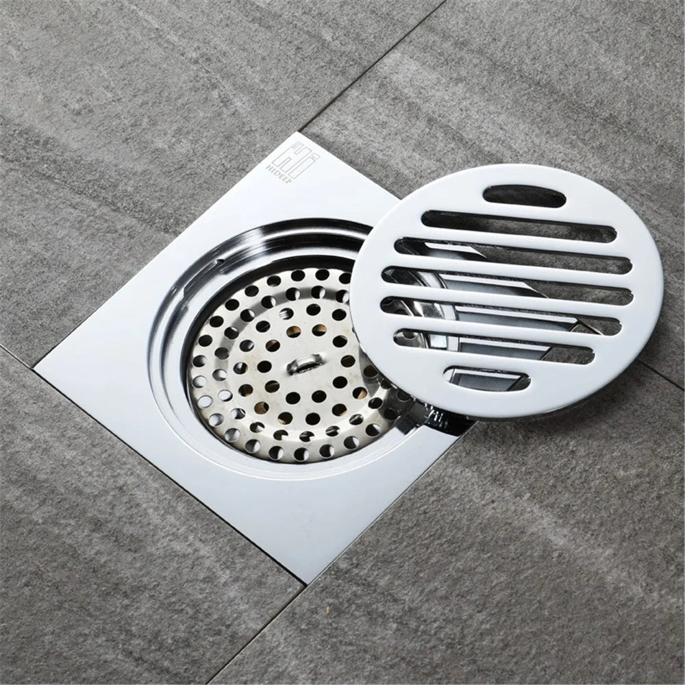 HIDEEP HIDL112 120*120mm Shower Floor Drain Hair Strainer Protector Odor-Resistant Chrome Finished Hair Catcher - 2