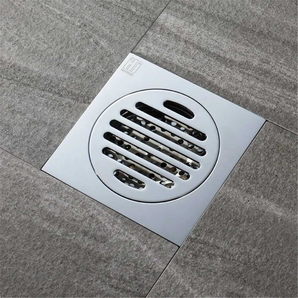 HIDEEP HIDL112 120*120mm Shower Floor Drain Hair Strainer Protector Odor-Resistant Chrome Finished Hair Catcher - 3