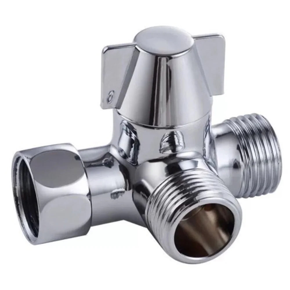 Full-Brass 3-Way Shower Arm Diverter Valve for Hand Held Showerhead and Fixed Spray Head Diverter - 1