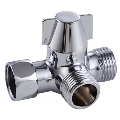 Full-Brass 3-Way Shower Arm Diverter Valve for Hand Held Showerhead and Fixed Spray Head Diverter - 1