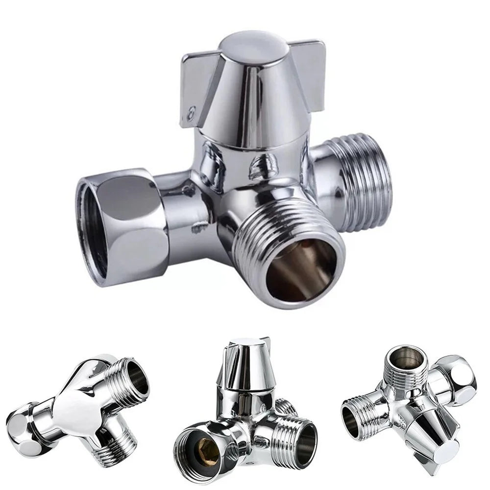 Full-Brass 3-Way Shower Arm Diverter Valve for Hand Held Showerhead and Fixed Spray Head Diverter - 2