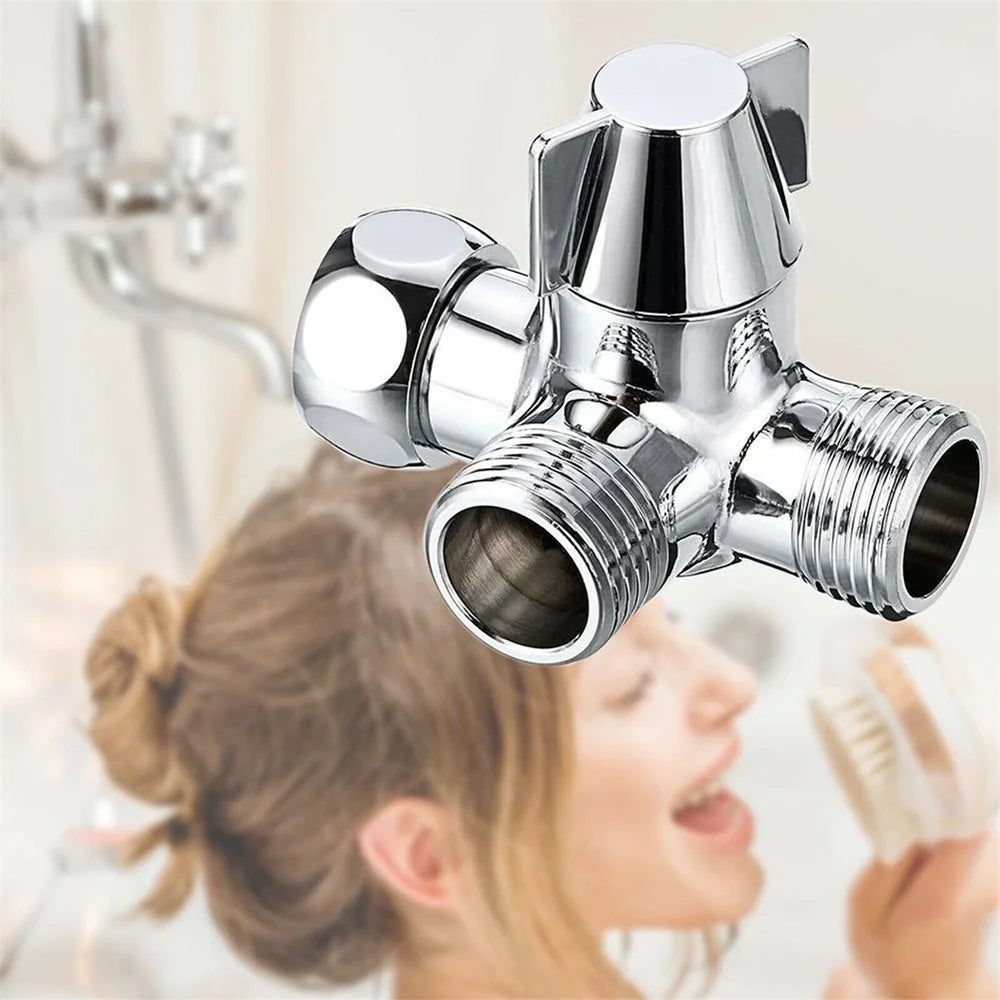 Full-Brass 3-Way Shower Arm Diverter Valve for Hand Held Showerhead and Fixed Spray Head Diverter - 3