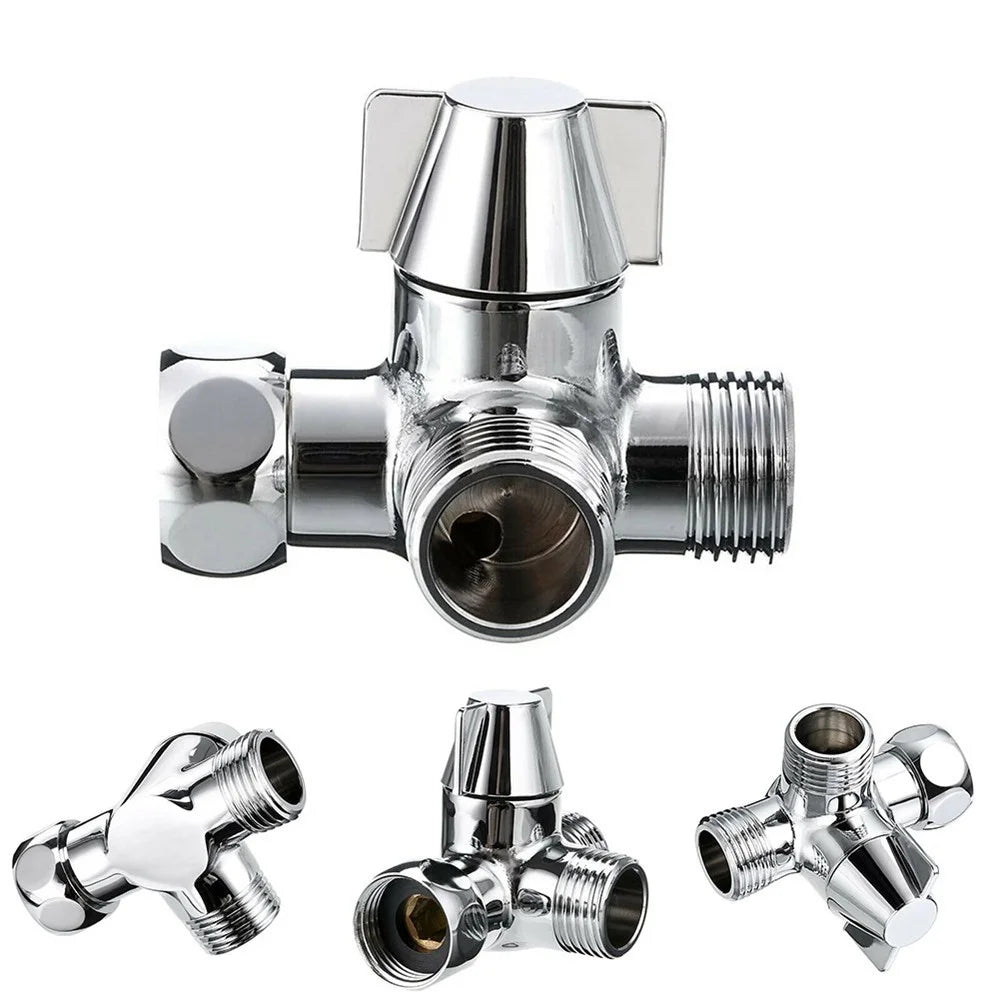 Full-Brass 3-Way Shower Arm Diverter Valve for Hand Held Showerhead and Fixed Spray Head Diverter - 5