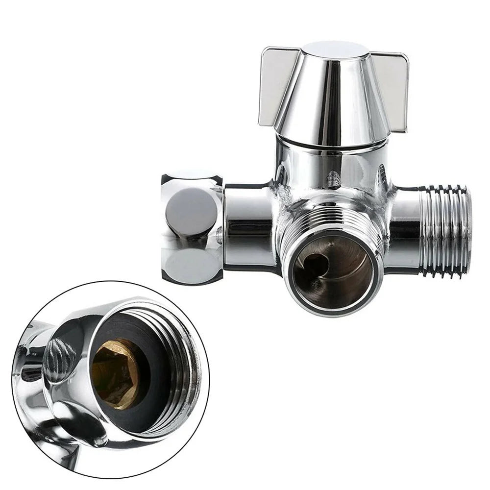 Full-Brass 3-Way Shower Arm Diverter Valve for Hand Held Showerhead and Fixed Spray Head Diverter - 6