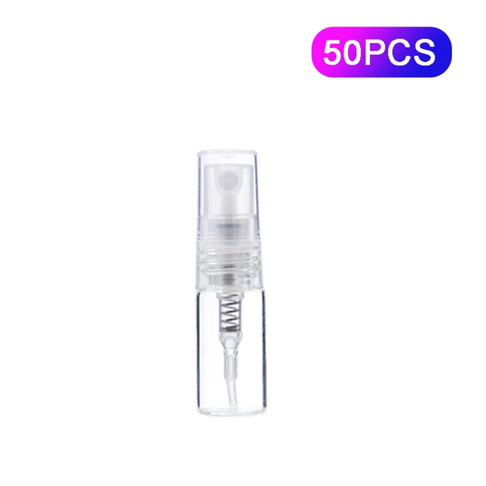 50Pcs 2ml Portable Mini Glass Spray Bottle Perfume Container Bathroom Travel Refillable Spray Bottle - White - 1