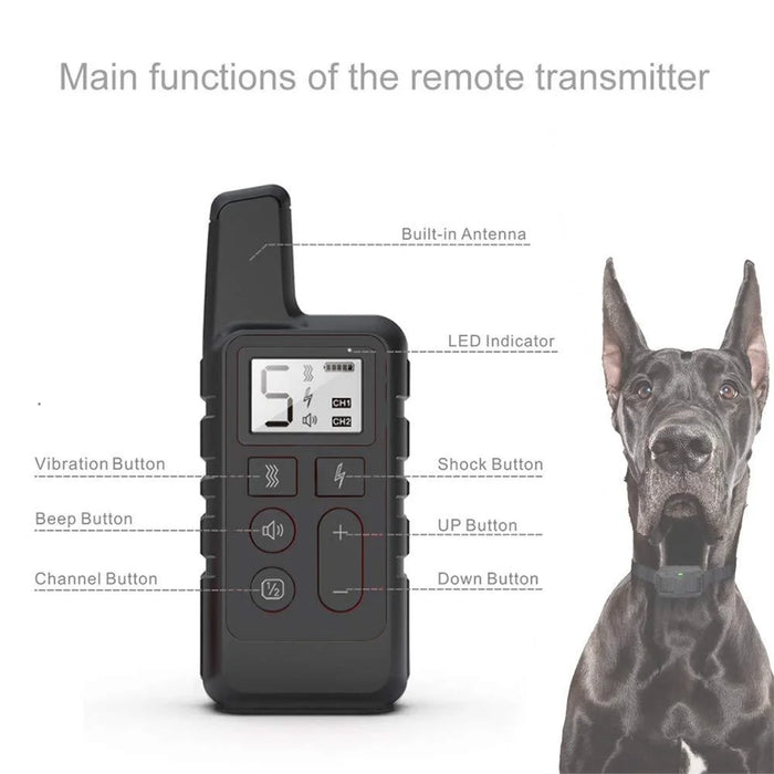 500m Remote Control Pet Gift Dog Bark Collar Electronic Vibration Bark Shock Collar - Black - 4