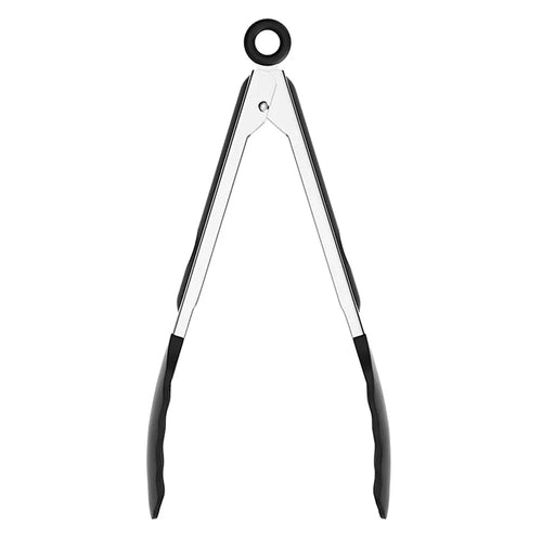 9-inch Non-Slip Silicone Kitchen Cooking Tongs Heat Resistant Tip Stainless Steel Tongs for Salad / Pasta / Grilling / BBQ (No FDA Certificate, BPA Free) - Black - 1
