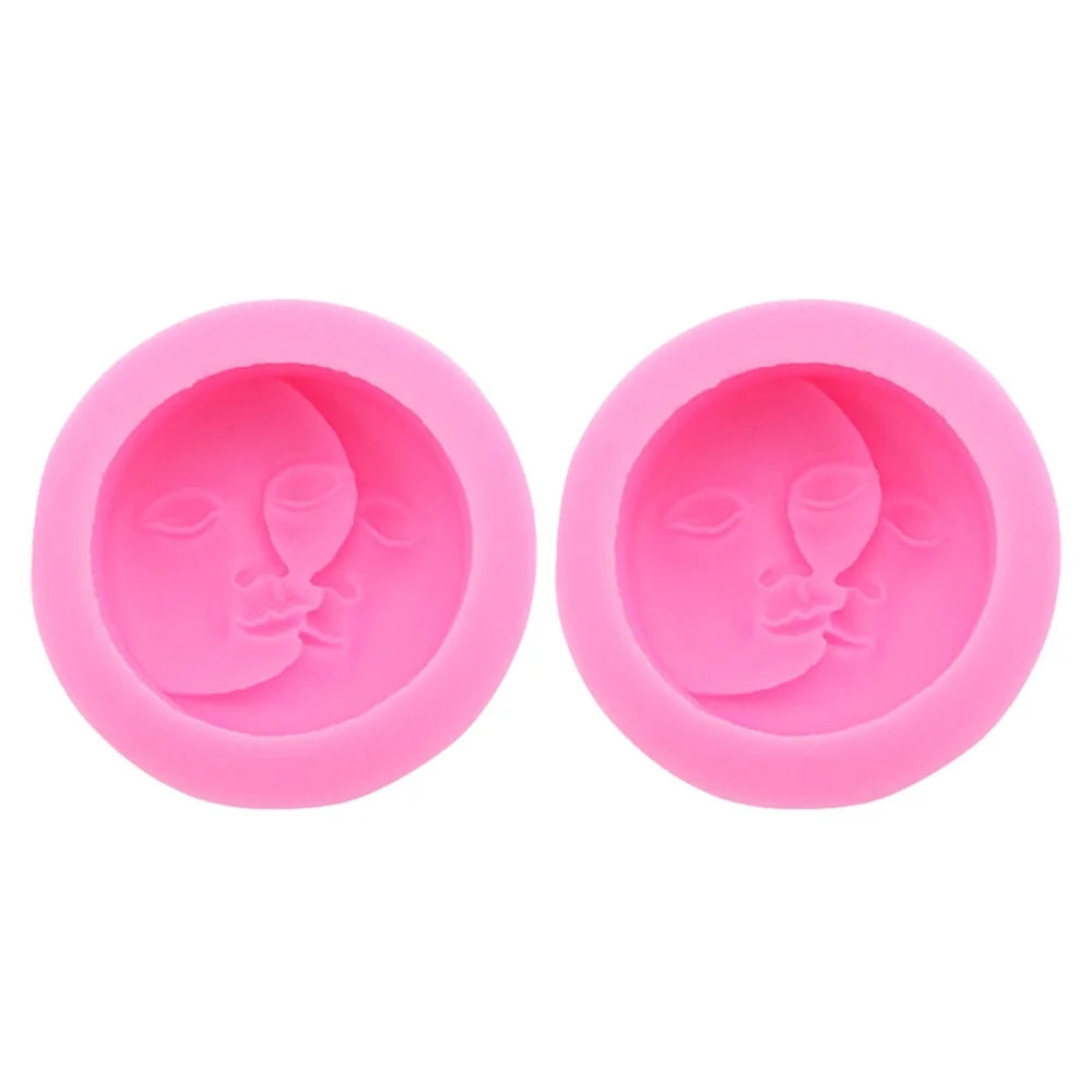 2Pcs / Set Moon Face Design Kitchen DIY Baking Silicone Mold Cake Pudding Chocolate Decoration Mold (No FDA Certification, BPA Free) - 1