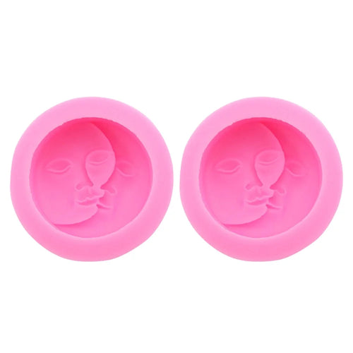 2Pcs / Set Moon Face Design Kitchen DIY Baking Silicone Mold Cake Pudding Chocolate Decoration Mold (No FDA Certification, BPA Free) - 1