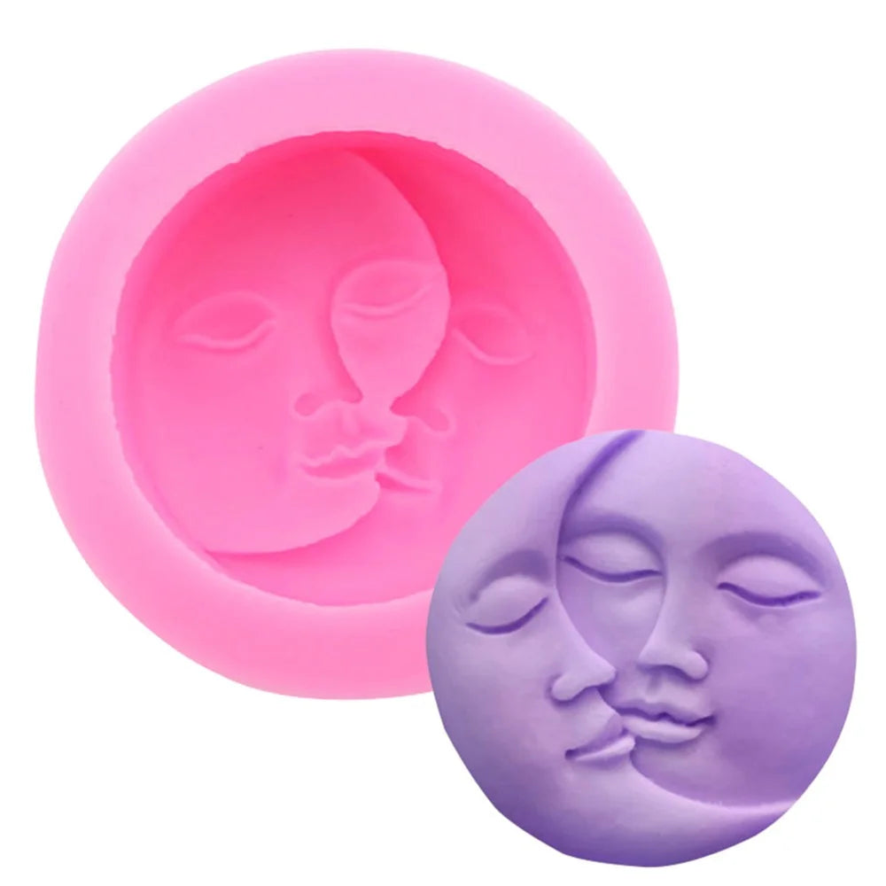2Pcs / Set Moon Face Design Kitchen DIY Baking Silicone Mold Cake Pudding Chocolate Decoration Mold (No FDA Certification, BPA Free) - 2