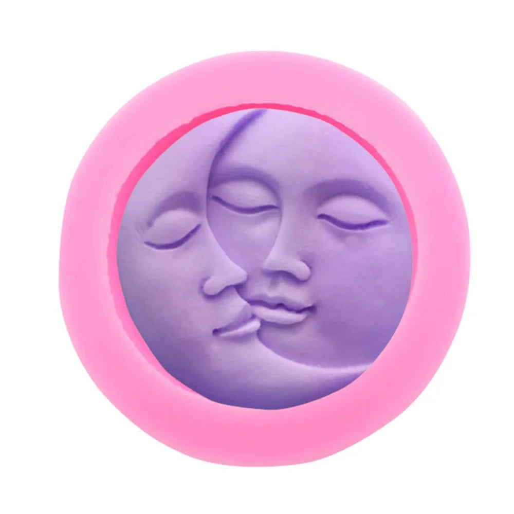 2Pcs / Set Moon Face Design Kitchen DIY Baking Silicone Mold Cake Pudding Chocolate Decoration Mold (No FDA Certification, BPA Free) - 3