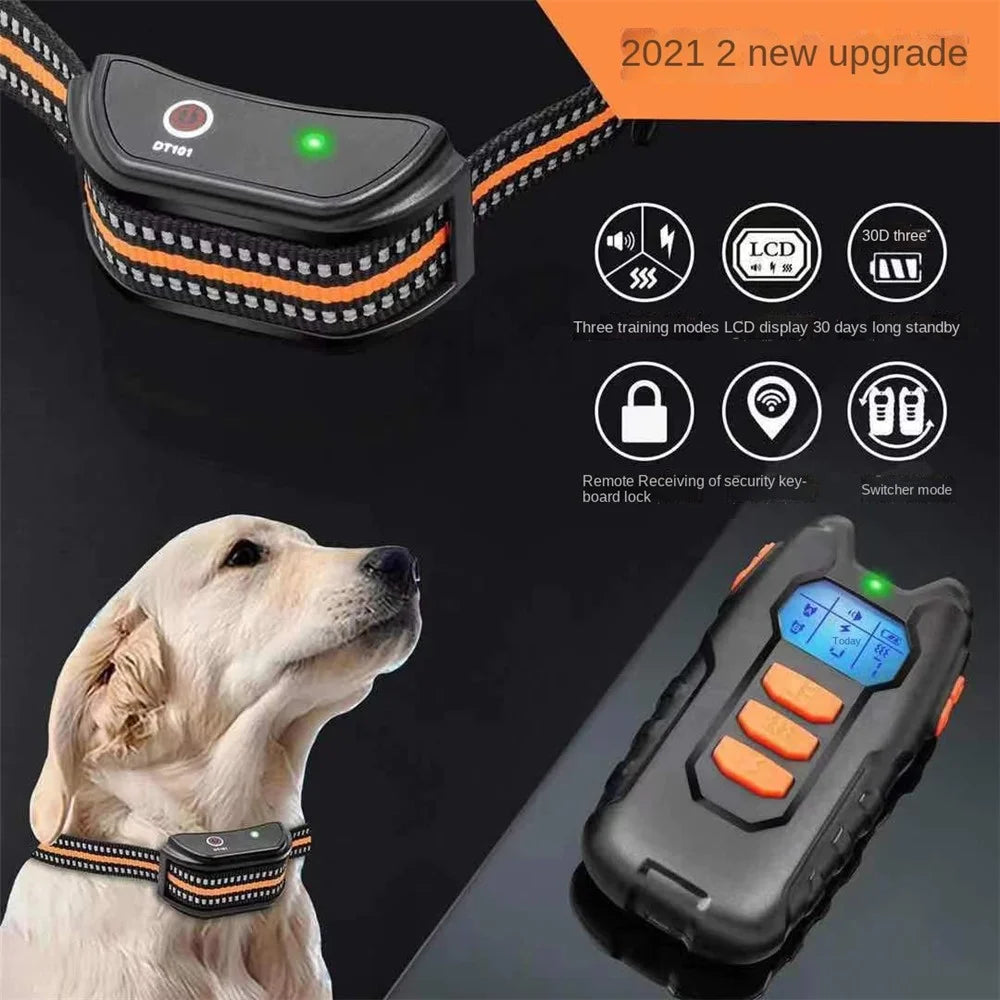 PM101 Remote Control Pet Dog Anti-Barking Collar Electronic Vibration Bark Shock Collar - Orange - 2