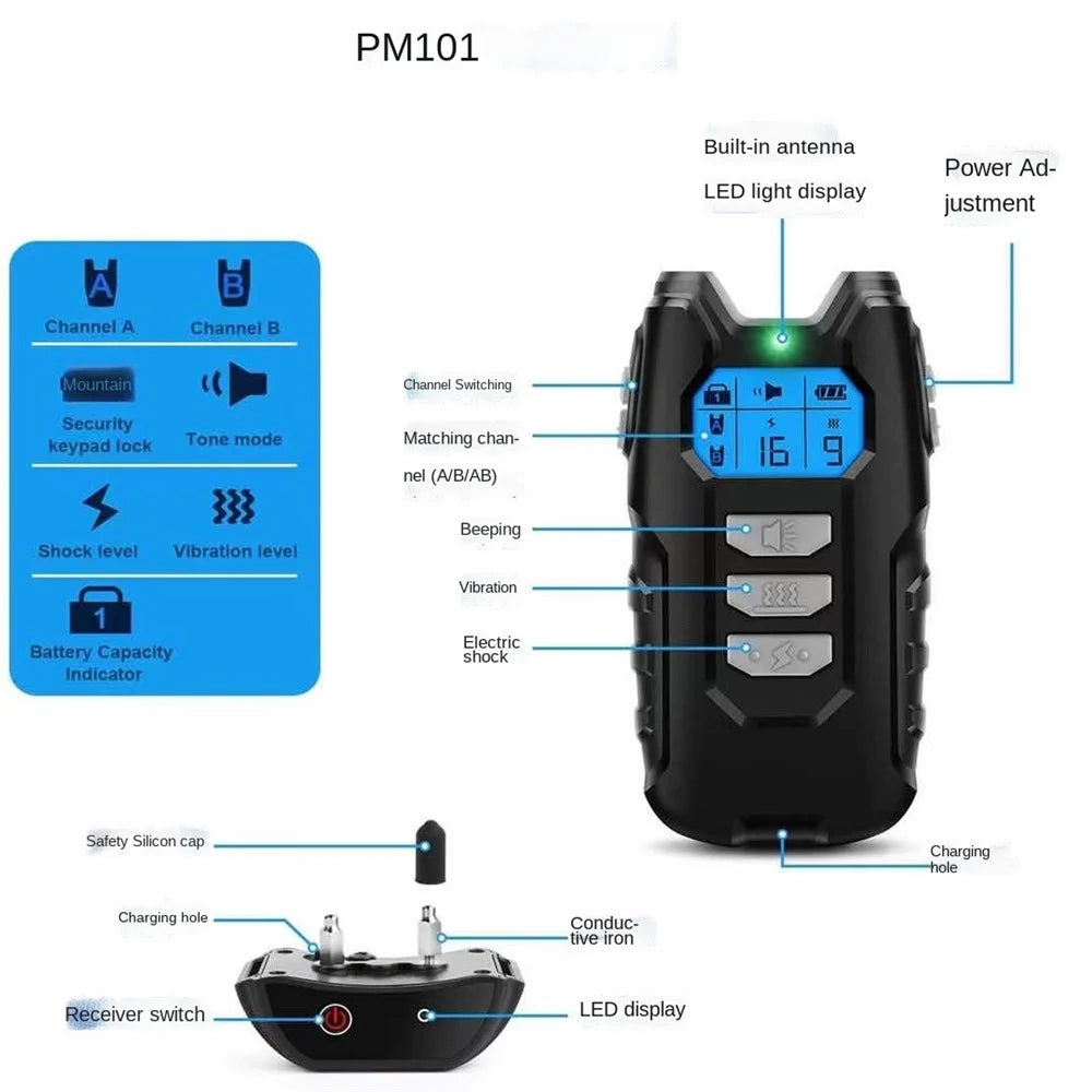 PM101 Remote Control Pet Dog Anti-Barking Collar Electronic Vibration Bark Shock Collar - Orange - 5