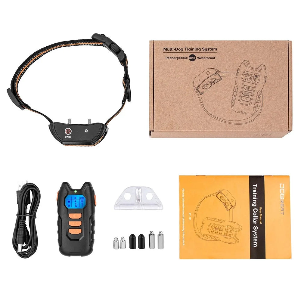 PM101 Remote Control Pet Dog Anti-Barking Collar Electronic Vibration Bark Shock Collar - Orange - 7