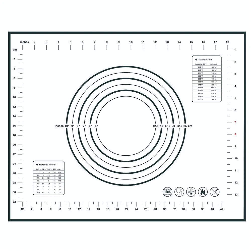 40x50CM Dough Rolling Mat 0.35MM Thick Non-stick Pad Fiberglass Cloth + Silicone Pastry Mat (BPA-Free, No FDA Certified) - Black - 1
