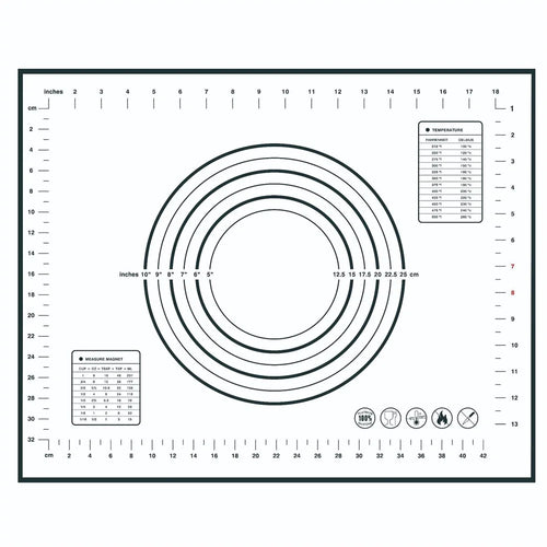 40x50CM Dough Rolling Mat 0.35MM Thick Non-stick Pad Fiberglass Cloth + Silicone Pastry Mat (BPA-Free, No FDA Certified) - Black - 1