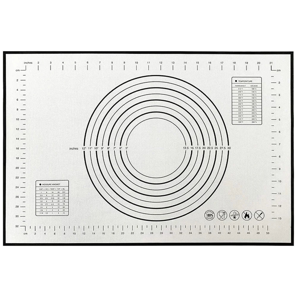 40x60CM Non-stick Pad Fiberglass Cloth + Silicone Pastry Mat Dough Rolling Mat 0.35MM Thick (BPA-Free, No FDA Certified) - Black - 1
