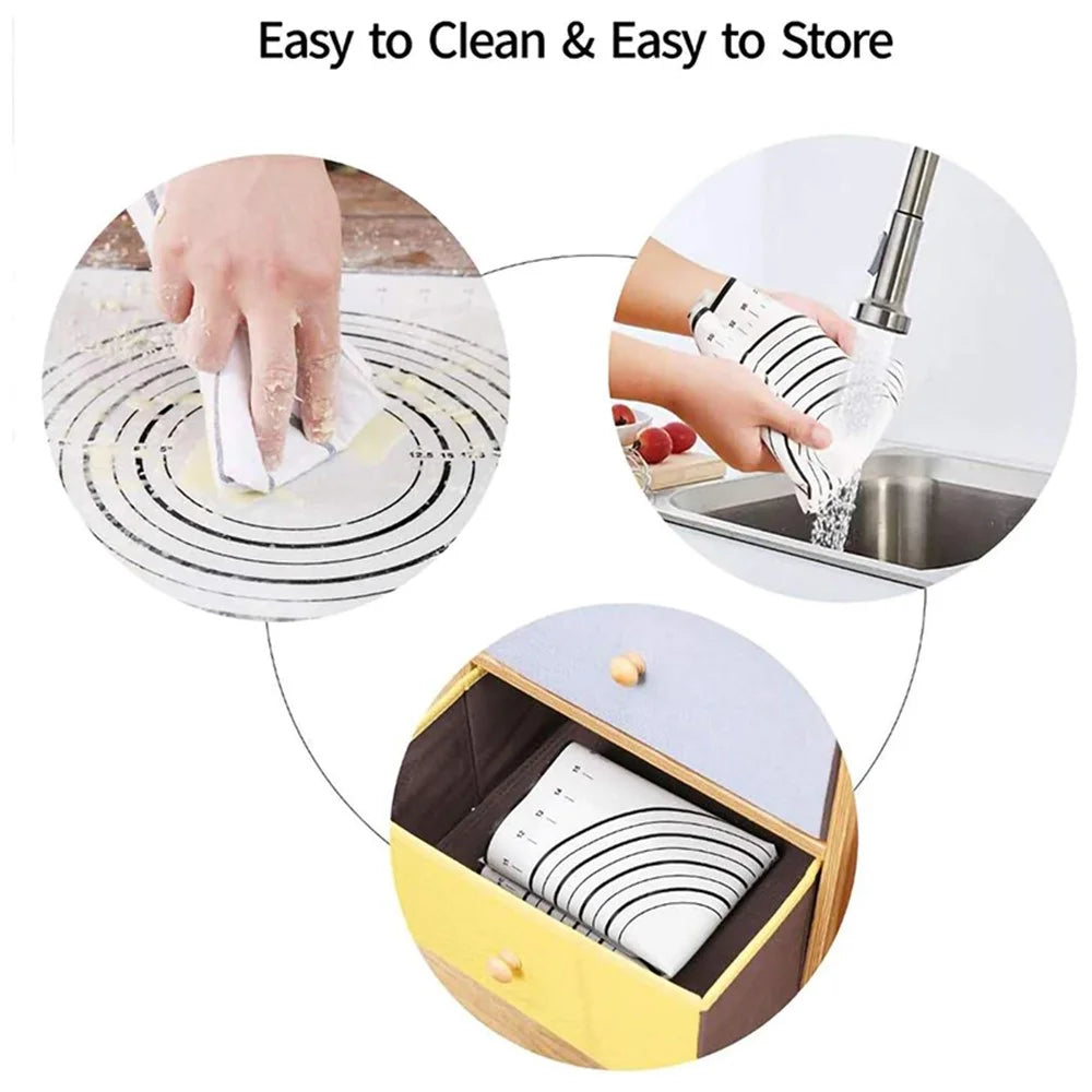 40x60CM Non-stick Pad Fiberglass Cloth + Silicone Pastry Mat Dough Rolling Mat 0.35MM Thick (BPA-Free, No FDA Certified) - Black - 4