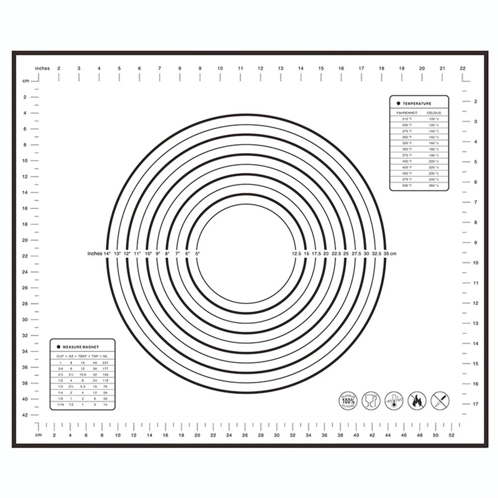 50x60CM Dough Rolling Mat Non-stick Fiberglass Cloth + Silicone Pastry Pad (BPA-Free, No FDA Certified) - Black - 1