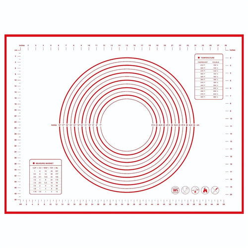 60x80CM Pastry Mat Non-stick Fiberglass Cloth + Silicone Pad for Rolling Dough Pie Crust Cookies 0.4MM Thick (BPA-Free, No FDA Certified) - Red - 1