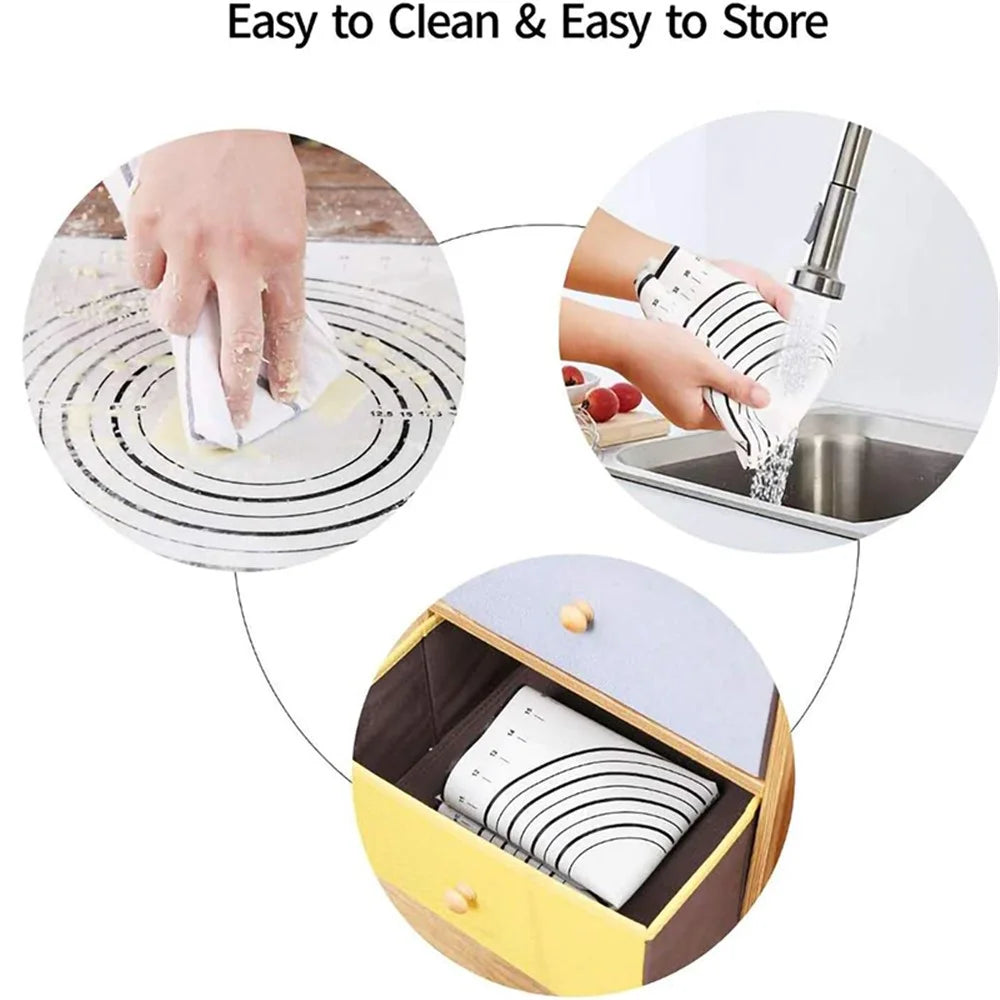 60x80CM Pastry Mat Non-stick Fiberglass Cloth + Silicone Pad for Rolling Dough Pie Crust Cookies 0.4MM Thick (BPA-Free, No FDA Certified) - Red - 5
