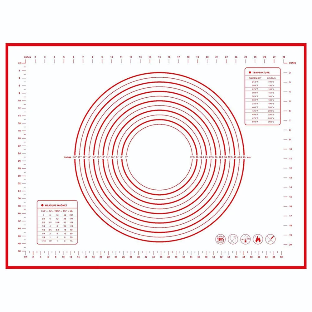 60x80CM Folld-Grade Fiberglass Cloth + Silicone Pastry Mat Dough Rolling Mat Non-stick Pad (BPA-Free, No FDA Certified) - Red - 1