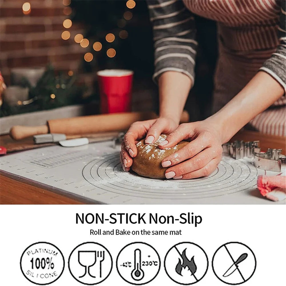 60x80CM Folld-Grade Fiberglass Cloth + Silicone Pastry Mat Dough Rolling Mat Non-stick Pad (BPA-Free, No FDA Certified) - Red - 2