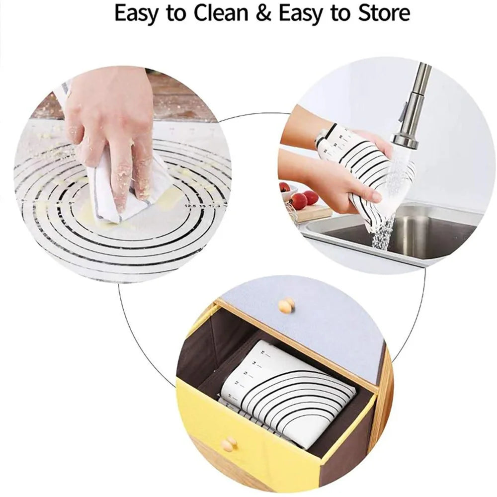 60x60CM Fiberglass Cloth + Silicone Pastry Mat Placement Mat Non-stick Dough Rolling Pad (BPA-Free, No FDA Certified) - Black - 3
