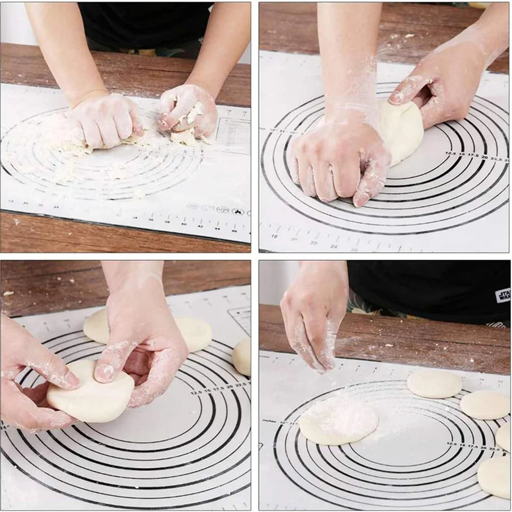 60x60CM Fiberglass Cloth + Silicone Pastry Mat Placement Mat Non-stick Dough Rolling Pad (BPA-Free, No FDA Certified) - Black - 5