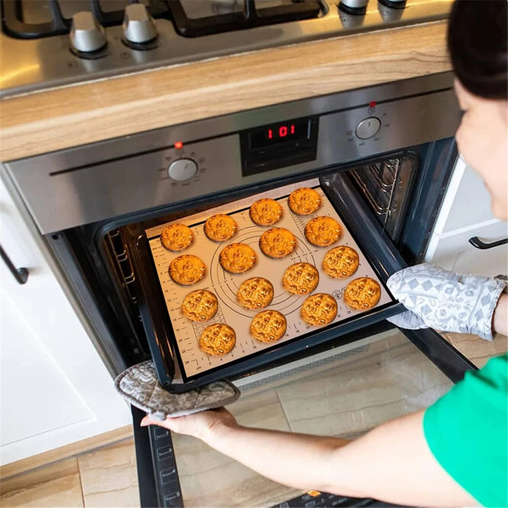 60x60CM Fiberglass Cloth + Silicone Pastry Mat Placement Mat Non-stick Dough Rolling Pad (BPA-Free, No FDA Certified) - Black - 6
