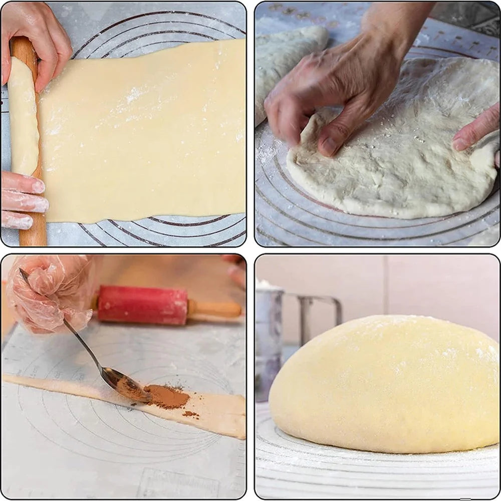 60x60CM Fiberglass Cloth + Silicone Pastry Mat Placement Mat Non-stick Dough Rolling Pad (BPA-Free, No FDA Certified) - Black - 7
