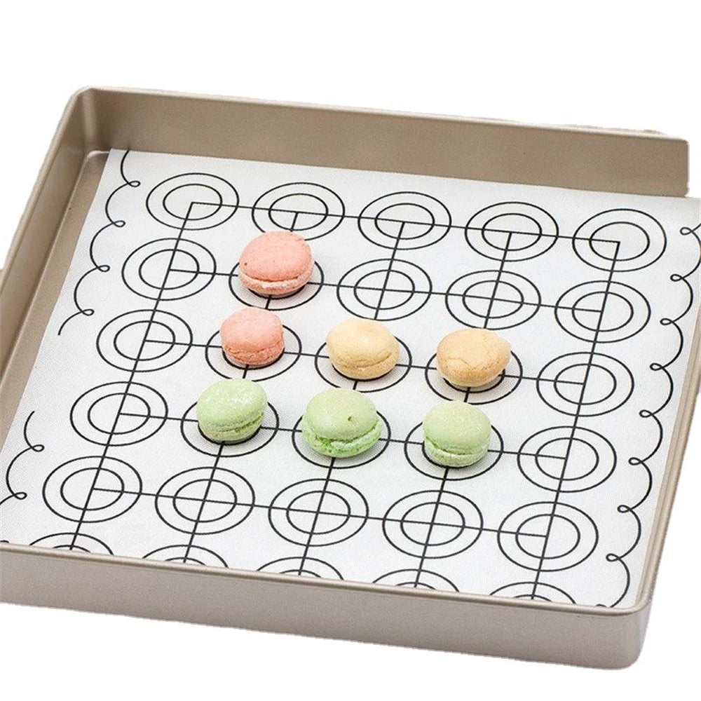 26x60cm Fiberglass Cloth + Silicone Macaron Baking Mat Non Stick Kneading Dough Pad Cookies Pastry Sheet Liner (BPA-Free, No FDA Certified) - Black - 4