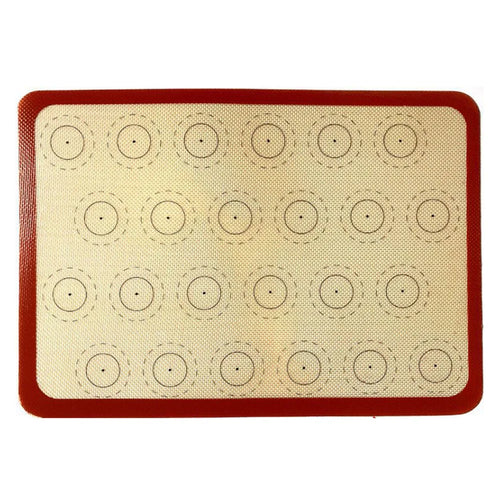 Reusable Macaron Silicone Baking Mat 24 Rings Non-Stick Oven Baking Sheet, Round Edge / 29.5x42cm (BPA-Free, No FDA Certified) - Red - 1
