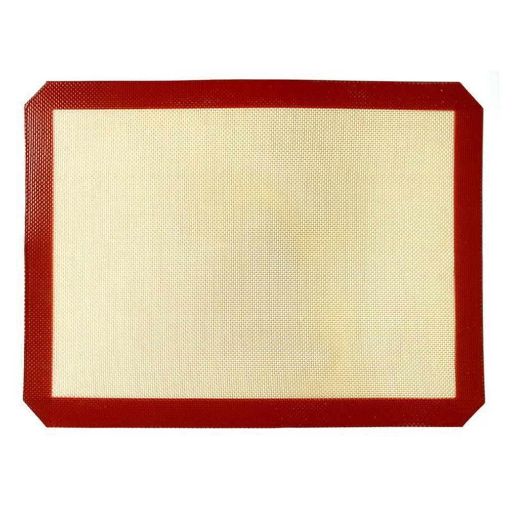 Non-stick Silicone Baking Mat Cookie Pad Rolling Dough Mat Oven Sheet, Cutted Edge / 29.5x42cm (BPA-Free, No FDA Certified) - Red - 1