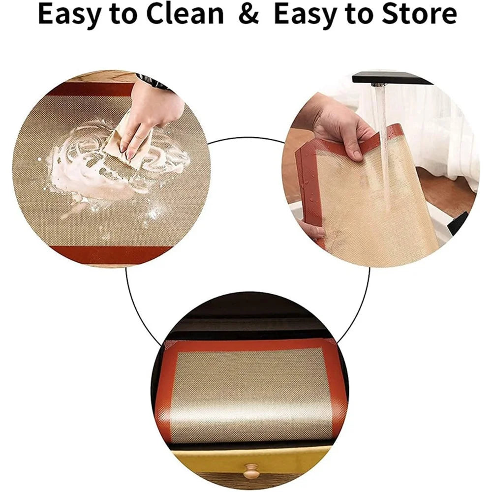 Non-stick Silicone Baking Mat Cookie Pad Rolling Dough Mat Oven Sheet, Cutted Edge / 29.5x42cm (BPA-Free, No FDA Certified) - Red - 3