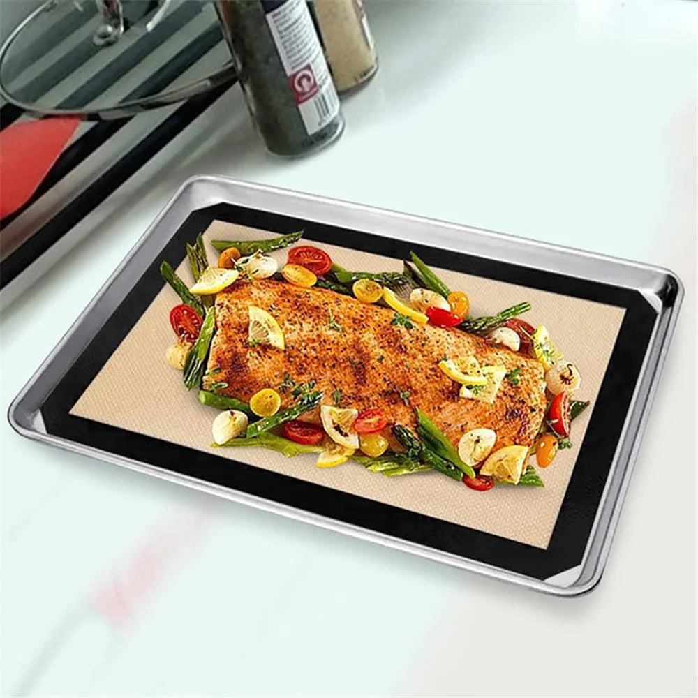 Non-stick Silicone Baking Mat Cookie Pad Rolling Dough Mat Oven Sheet, Cutted Edge / 29.5x42cm (BPA-Free, No FDA Certified) - Red - 5