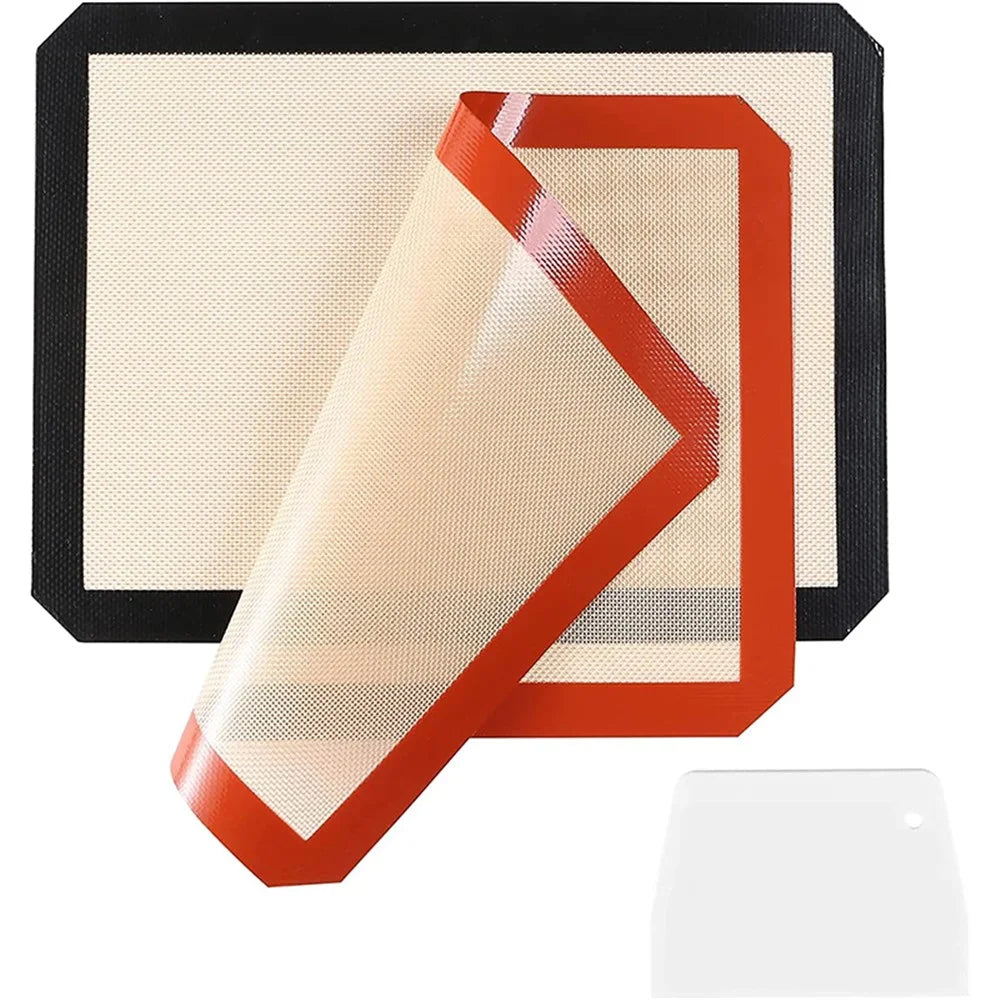 Non-stick Silicone Baking Mat Cookie Pad Rolling Dough Mat Oven Sheet, Cutted Edge / 29.5x42cm (BPA-Free, No FDA Certified) - Red - 7