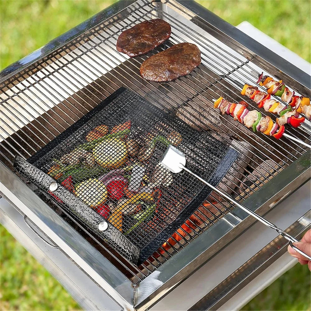 30x24CM Fiberglass Barbecue Grill Bags Mesh Pouch Heat-Resistant BBQ Meat Vegetable Grilling Bag (BPA-Free, No FDA Certified) - Black - 6