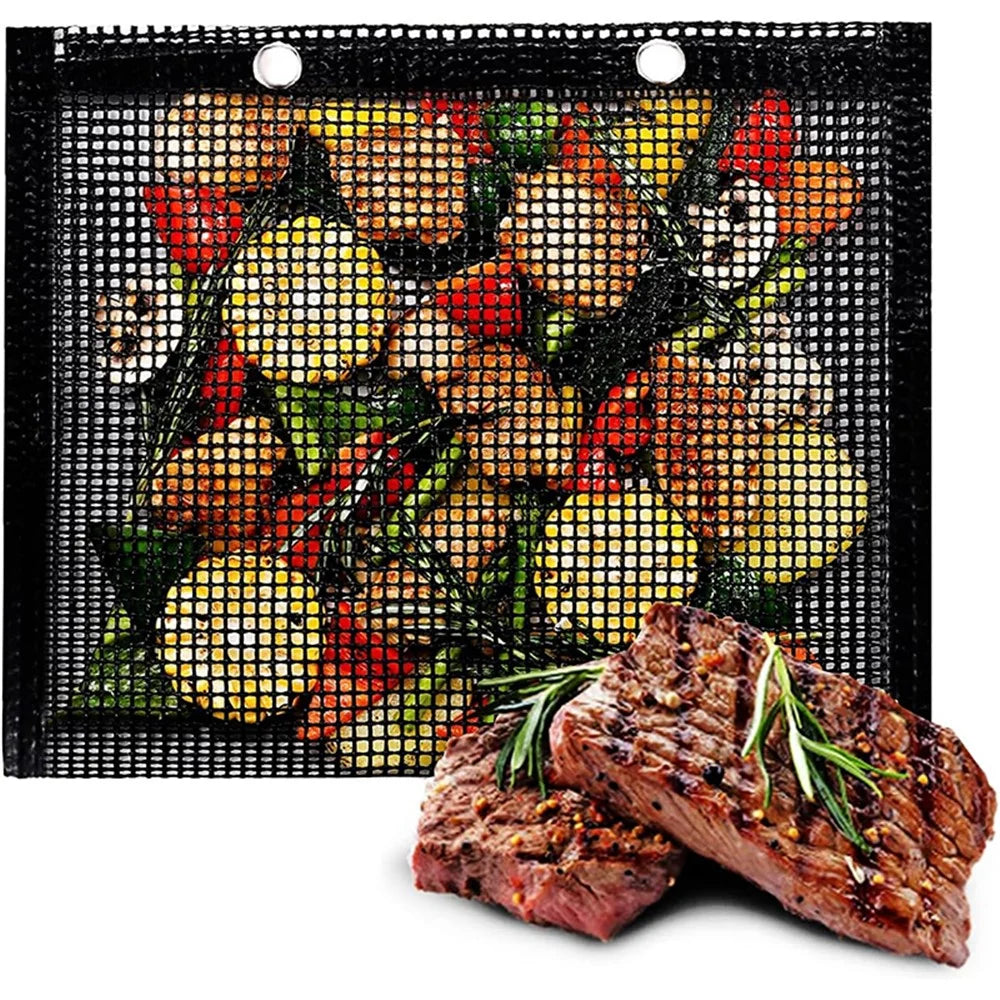 27x22CM Reusable Fiberglass Grill Barbecue Mesh Bag for Outdoor BBQ Picnic (BPA-Free, No FDA Certified) - Black - 2